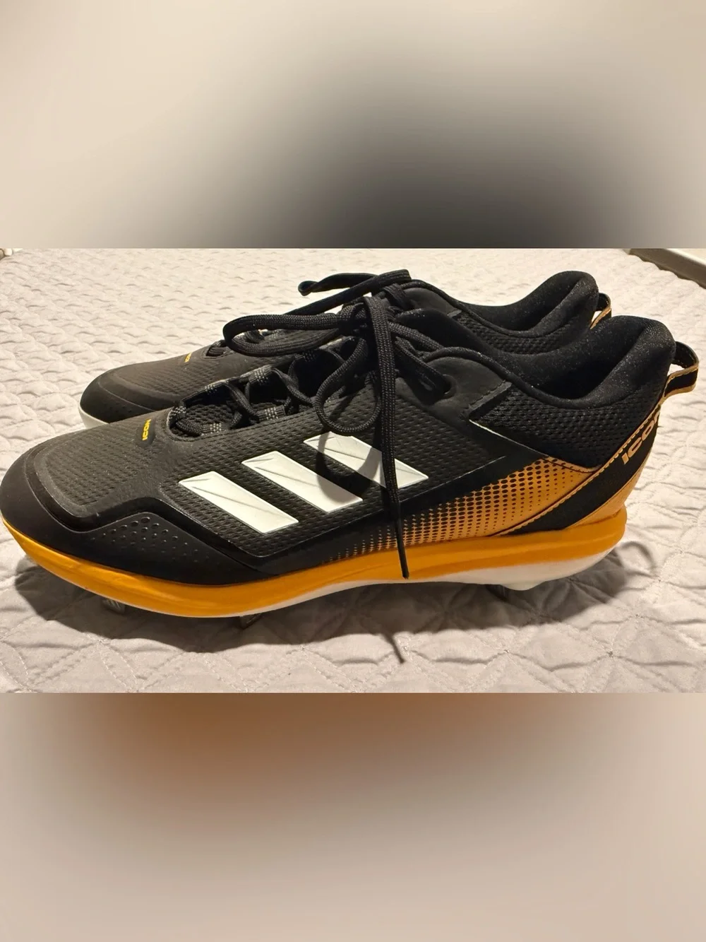 Adidas Icon 7 Baseball Metal Cleats Mens Size 13 Black Yellow Stealtrax S23856